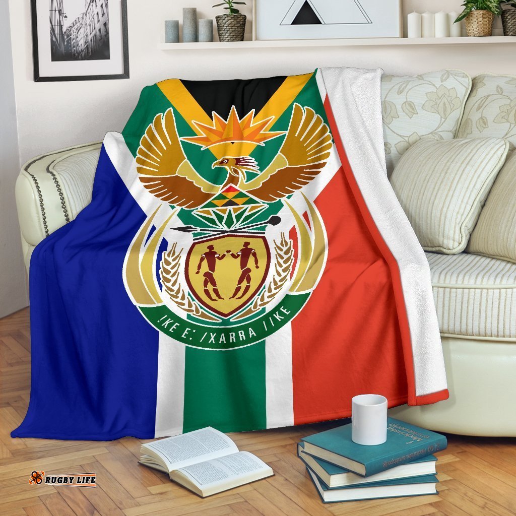 South Africa Flag And Coat Of Arms Premium Blanket