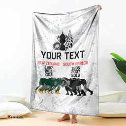 Custom New Zealand South Africa Rugby Blanket History Commemorative World Cup Winners Unique