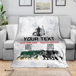 Custom New Zealand South Africa Rugby Blanket History Commemorative World Cup Winners Unique