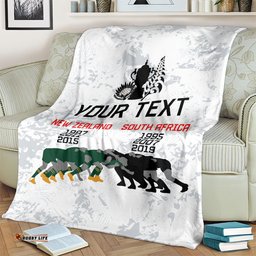Custom New Zealand South Africa Rugby Blanket History Commemorative World Cup Winners Unique