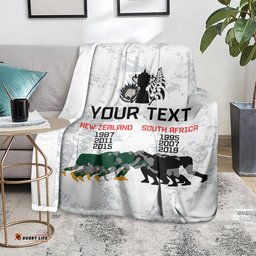 Custom New Zealand South Africa Rugby Blanket History Commemorative World Cup Winners Unique
