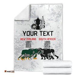 Custom New Zealand South Africa Rugby Blanket History Commemorative World Cup Winners Unique
