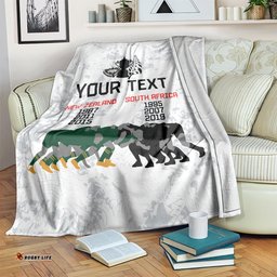 Custom New Zealand South Africa Rugby Blanket History Commemorative World Cup Winners Unique