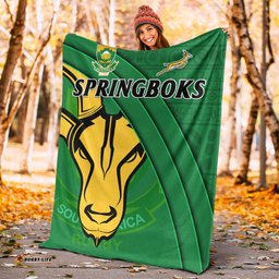 South Africa Rugby Premium Blanket Bokke Springboks With African Pattern Stronger Together