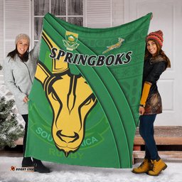 South Africa Rugby Premium Blanket Bokke Springboks With African Pattern Stronger Together