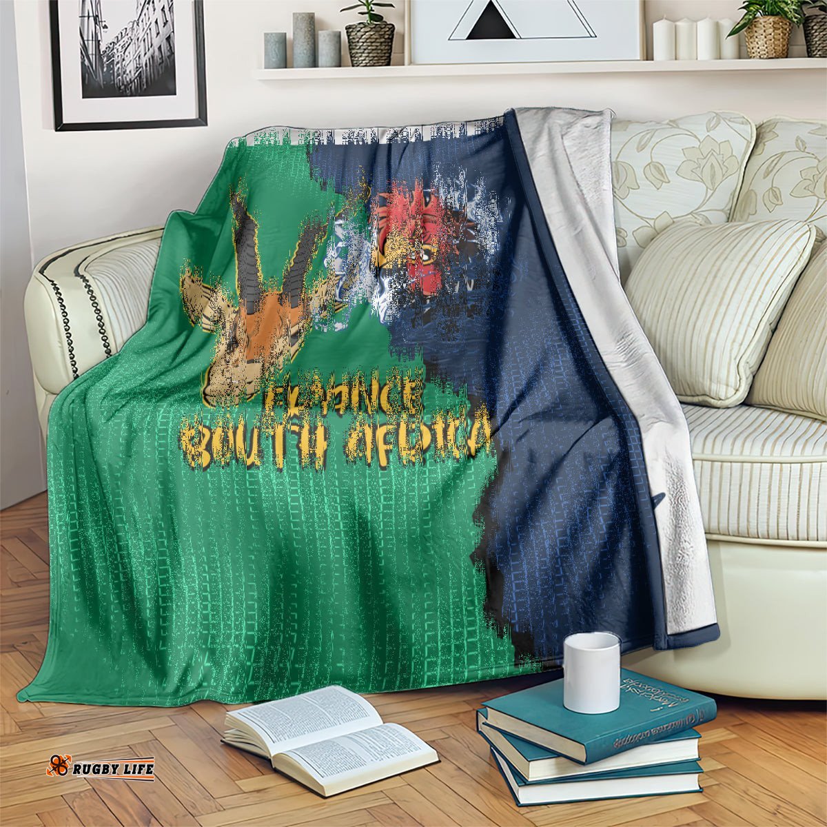 France South Africa Rugby Blanket Springboks and Gallic Rooster World Cup