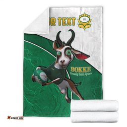 Custom Personalised South Africa Rugby Premium Blanket Proudly Springboks Cartoon Bokke African Pattern 05