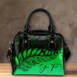 (Custom) New Zealand Shoulder Handbag Silver Fern Kiwi Personal Signature Green A02