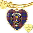 1sttheworld Jewelry - Chisholm Hunting Modern Clan Tartan Crest Heart Bangle A7 | 1sttheworld