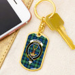 1sttheworld Jewelry - Gordon Ancient Clan Tartan Crest Dog Tag with Swivel Keychain A7 | 1sttheworld