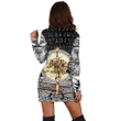 Viking Style Women's Hoodie Dress - Wolf and Vikings 3D A27