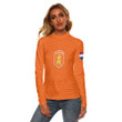 1sttheworld Clothing - Netherlands Soccer Jersey Style - Women's Stretchable Turtleneck Top A95 | 1sttheworld