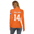 1sttheworld Clothing - Netherlands Soccer Jersey Style - Women's Stretchable Turtleneck Top A95 | 1sttheworld