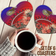 1sttheworld Coasters (Sets of 6) - American Samoa Turtle Hibiscus Ocean Coasters A95