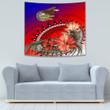 1sttheworld Tapestry - American Samoa Turtle Hibiscus Ocean Tapestry A95