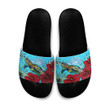 1sttheworld Slide Sandals - American Samoa Turtle Hibiscus Ocean Slide Sandals | 1sttheworld
