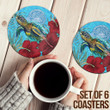 1sttheworld Coasters (Sets of 6) - American Samoa Turtle Hibiscus Ocean Coasters | 1sttheworld

