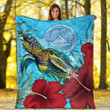 1sttheworld Premium Blanket - American Samoa Turtle Hibiscus Ocean Premium Blanket A95