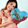 1sttheworld Heart Shaped Pillow - Chuuk Turtle Hibiscus Ocean Heart Shaped Pillow | 1sttheworld

