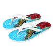 1sttheworld Flip Flops - Chuuk Turtle Hibiscus Ocean Flip Flops A95