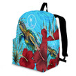 1sttheworld Backpack - Chuuk Turtle Hibiscus Ocean Backpack | 1sttheworld
