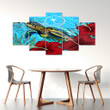 1sttheworld Canvas Wall Art - Chuuk Turtle Hibiscus Ocean Canvas Wall Art | 1sttheworld
