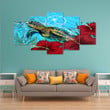 1sttheworld Canvas Wall Art - Chuuk Turtle Hibiscus Ocean Canvas Wall Art A95