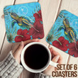 1sttheworld Coasters (Sets of 6) - Chuuk Turtle Hibiscus Ocean Coasters A95
