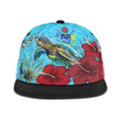 1sttheworld Snapback Hat - Cook Islands Turtle Hibiscus Ocean Snapback Hat | 1sttheworld
