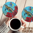 1sttheworld Coasters (Sets of 6) - Cook Islands Turtle Hibiscus Ocean Coasters | 1sttheworld

