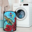 1sttheworld Laundry Hamper - Cook Islands Turtle Hibiscus Ocean Laundry Hamper | 1sttheworld

