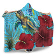 1sttheworld Hooded Blanket - Turtle Hibiscus Ocean Hooded Blanket A95