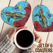1sttheworld Coasters (Sets of 6) - Turtle Hibiscus Ocean Coasters A95