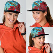 1sttheworld Snapback Hat - Turtle Hibiscus Ocean Snapback Hat A95