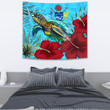 1sttheworld Tapestry - Turtle Hibiscus Ocean Tapestry A95