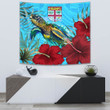 1sttheworld Tapestry - Fiji Turtle Hibiscus Ocean Tapestry | 1sttheworld
