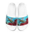 1sttheworld Slide Sandals - Fiji Turtle Hibiscus Ocean Slide Sandals A95