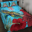 1sttheworld Quilt Bed Set - Fiji Turtle Hibiscus Ocean Quilt Bed Set | 1sttheworld
