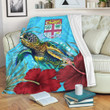 1sttheworld Premium Blanket - Fiji Turtle Hibiscus Ocean Premium Blanket | 1sttheworld
