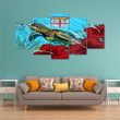 1sttheworld Canvas Wall Art - Fiji Turtle Hibiscus Ocean Canvas Wall Art A95