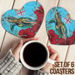 1sttheworld Coasters (Sets of 6) - Fiji Turtle Hibiscus Ocean Coasters A95