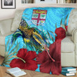 1sttheworld Premium Blanket - Fiji Turtle Hibiscus Ocean Premium Blanket A95