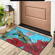 1sttheworld Door Mat - Fiji Turtle Hibiscus Ocean Door Mat A95