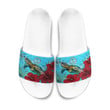 1sttheworld Slide Sandals - Guam Turtle Hibiscus Ocean Slide Sandals A95