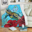 1sttheworld Premium Blanket - Guam Turtle Hibiscus Ocean Premium Blanket | 1sttheworld

