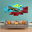 1sttheworld Canvas Wall Art - Hawaii Turtle Hibiscus Ocean Canvas Wall Art A95
