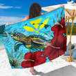 1sttheworld Sarong - Hawaii Turtle Hibiscus Ocean Sarong | 1sttheworld
