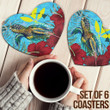 1sttheworld Coasters (Sets of 6) - Hawaii Turtle Hibiscus Ocean Coasters A95