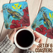 1sttheworld Coasters (Sets of 6) - Hawaii Turtle Hibiscus Ocean Coasters A95