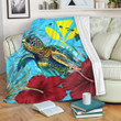 1sttheworld Premium Blanket - Hawaii Turtle Hibiscus Ocean Premium Blanket | 1sttheworld
